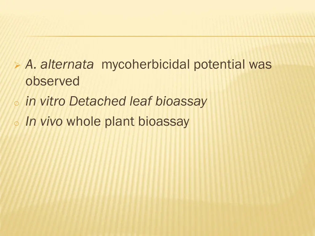 a alternata mycoherbicidal potential was observed