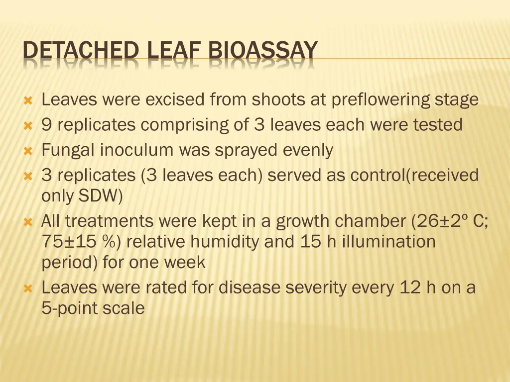 detached leaf bioassay