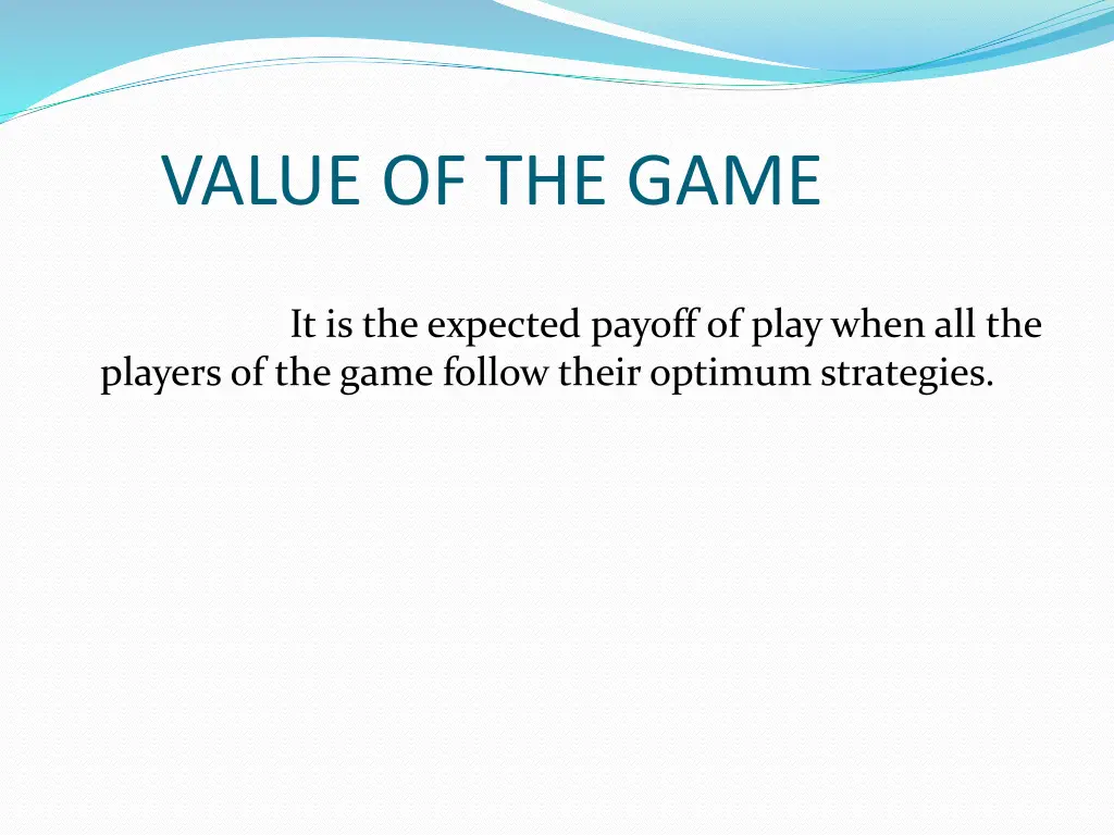 value of the game