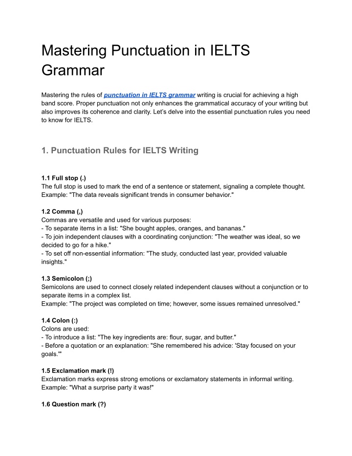 mastering punctuation in ielts grammar