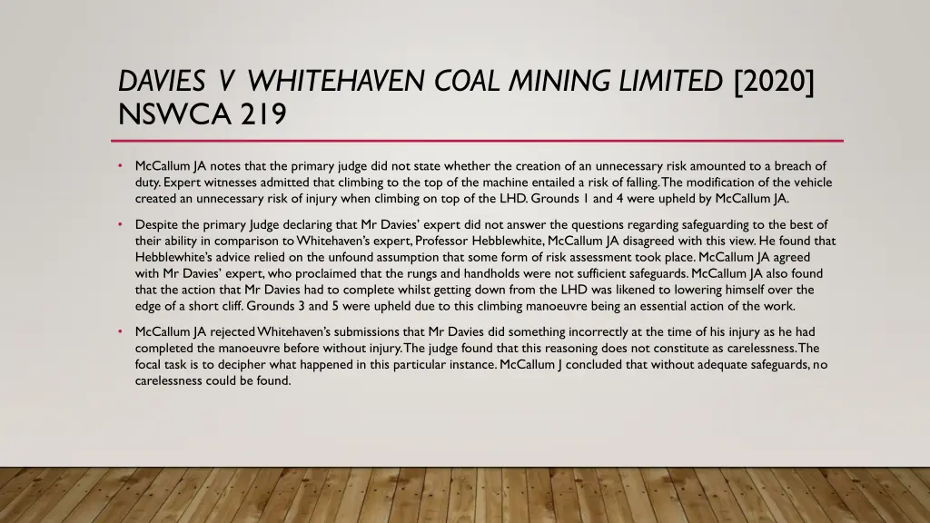 davies v whitehaven coal mining limited 2020 1