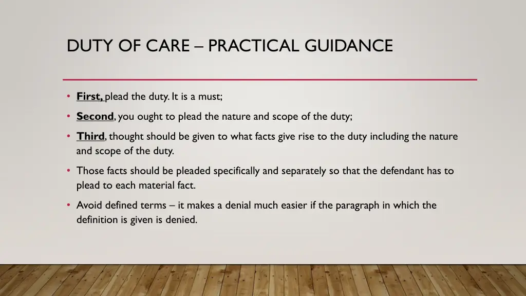 duty of care practical guidance