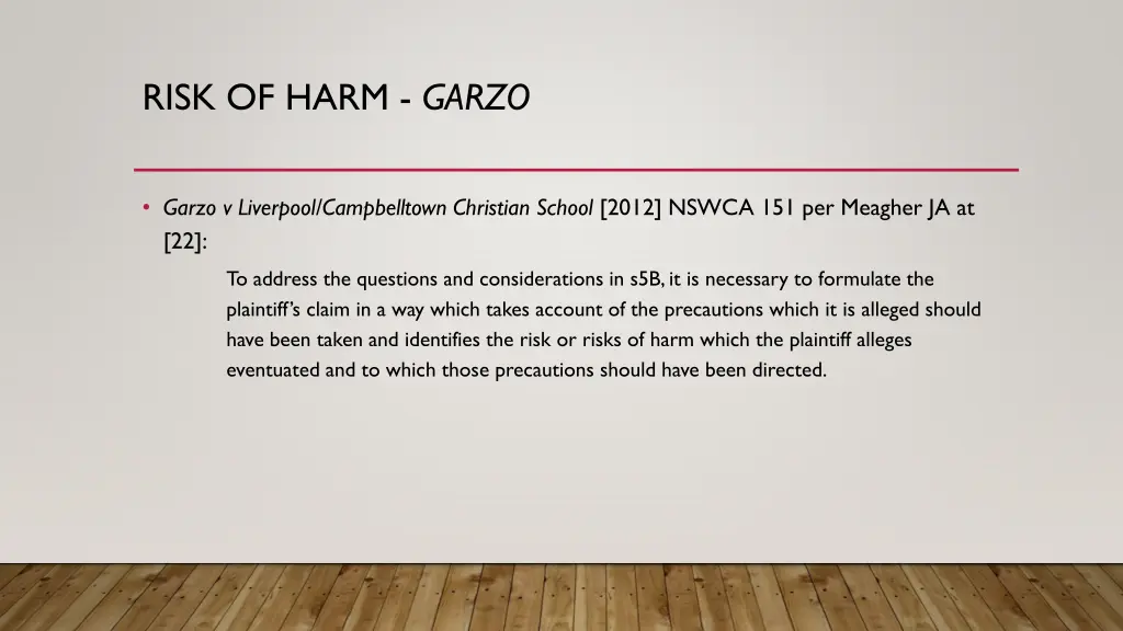 risk of harm garzo 1