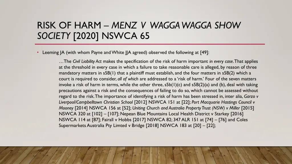 risk of harm menz v wagga wagga show society 2020