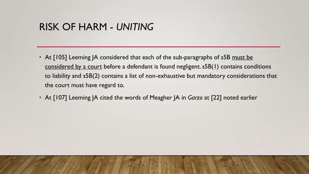 risk of harm uniting 1