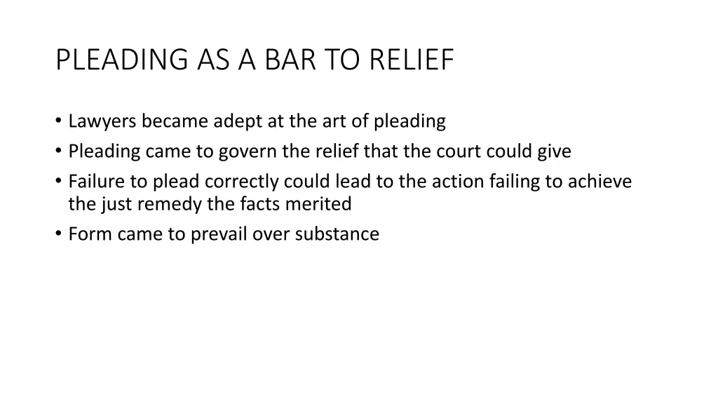 pleading as a bar to relief