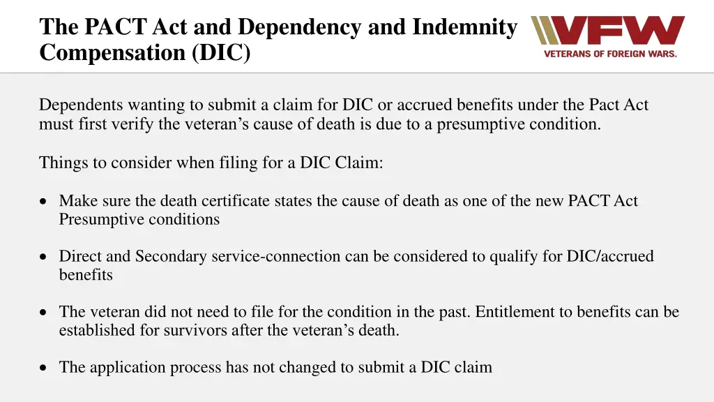 the pact act and dependency and indemnity