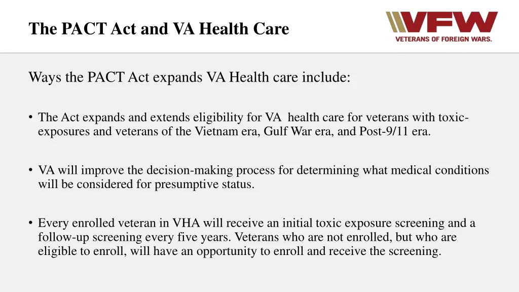 the pact act and va health care