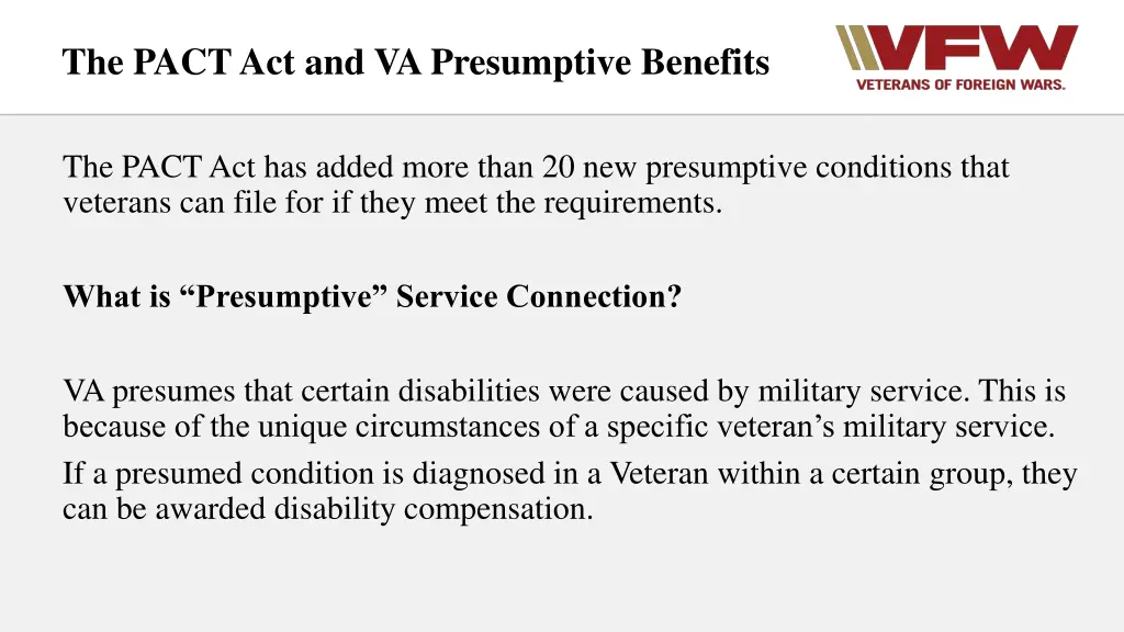 the pact act and va presumptive benefits