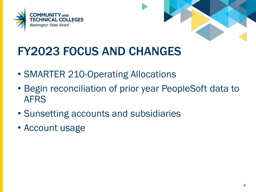 fy2023 focus and changes