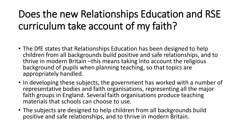 does the new relationships education and rse does