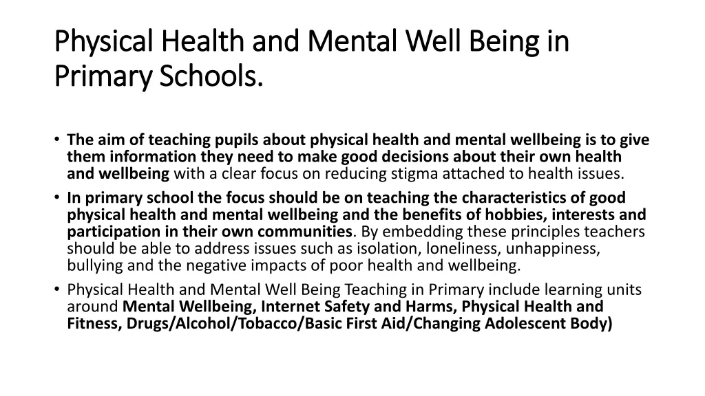 physical health and mental well being in physical