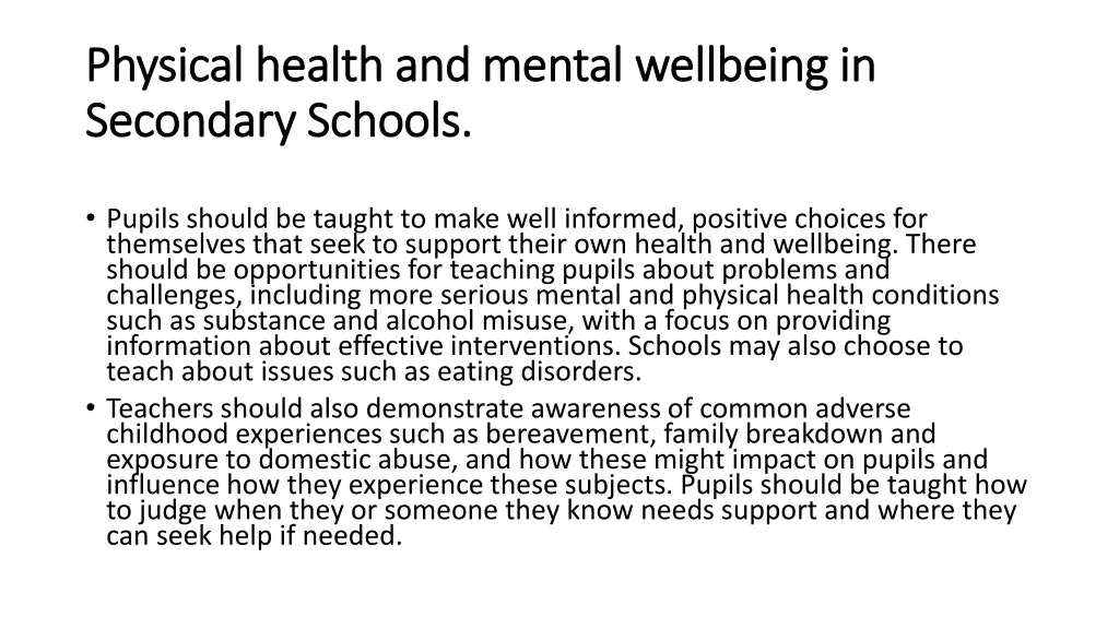 physical health and mental wellbeing in physical