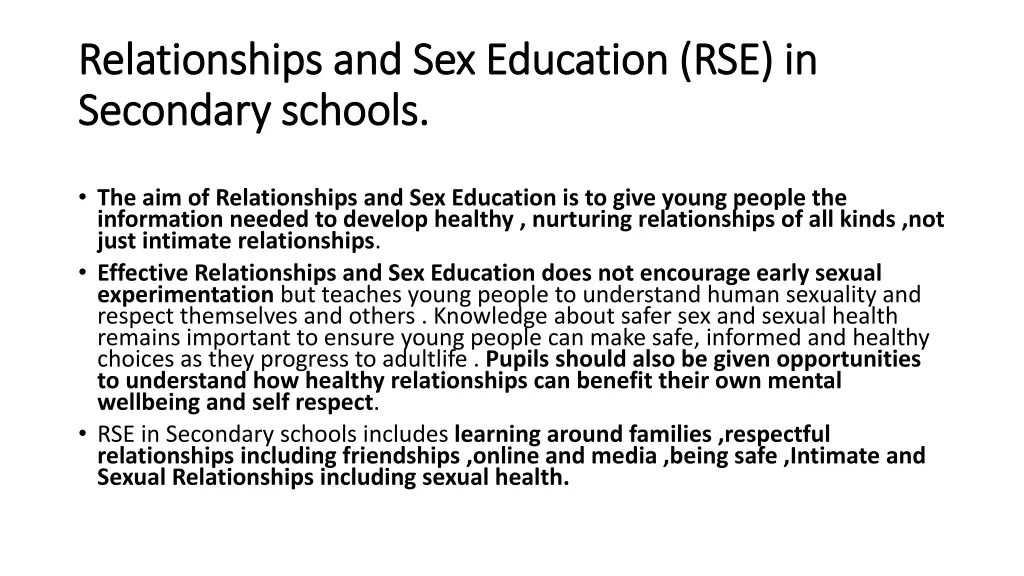 relationships and sex education