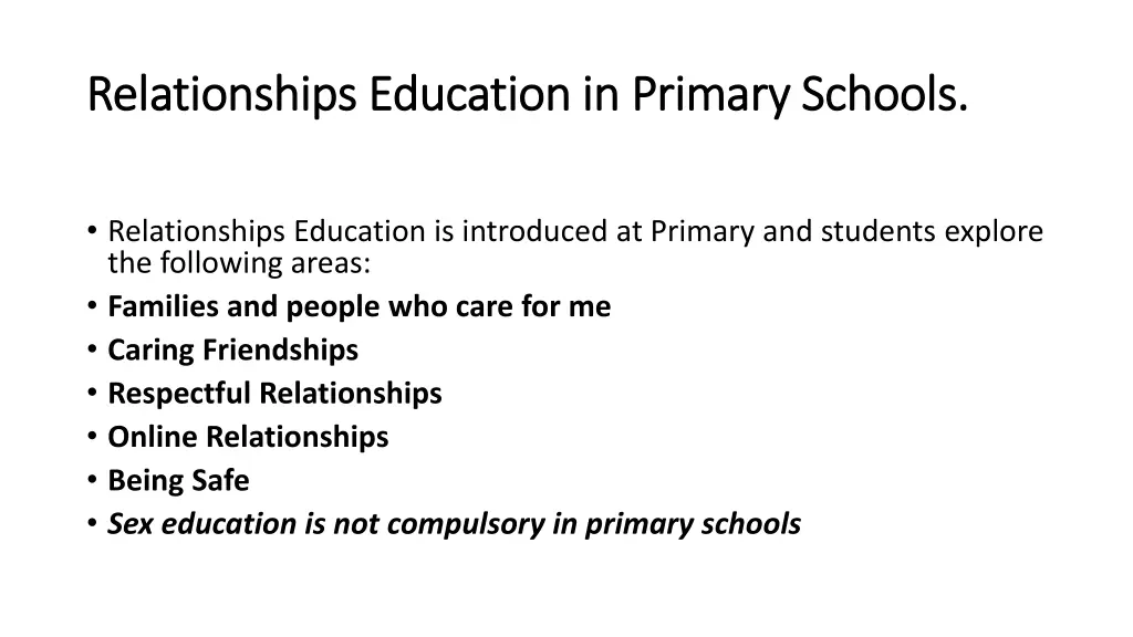 relationships education in primary schools