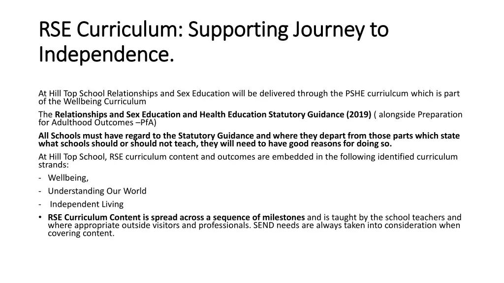 rse curriculum supporting journey