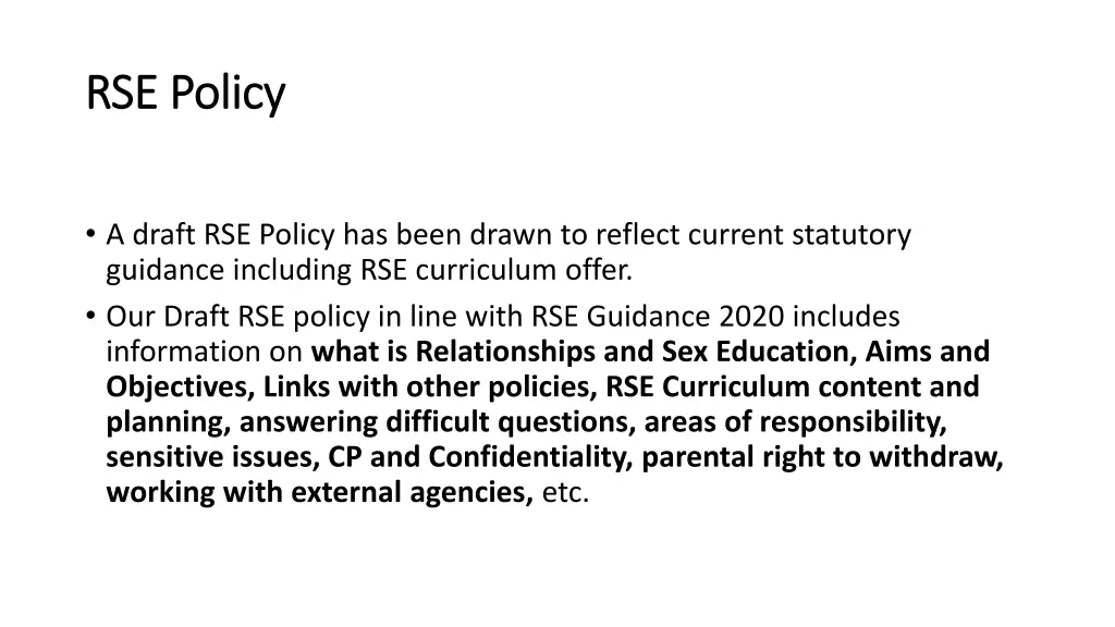 rse policy rse policy