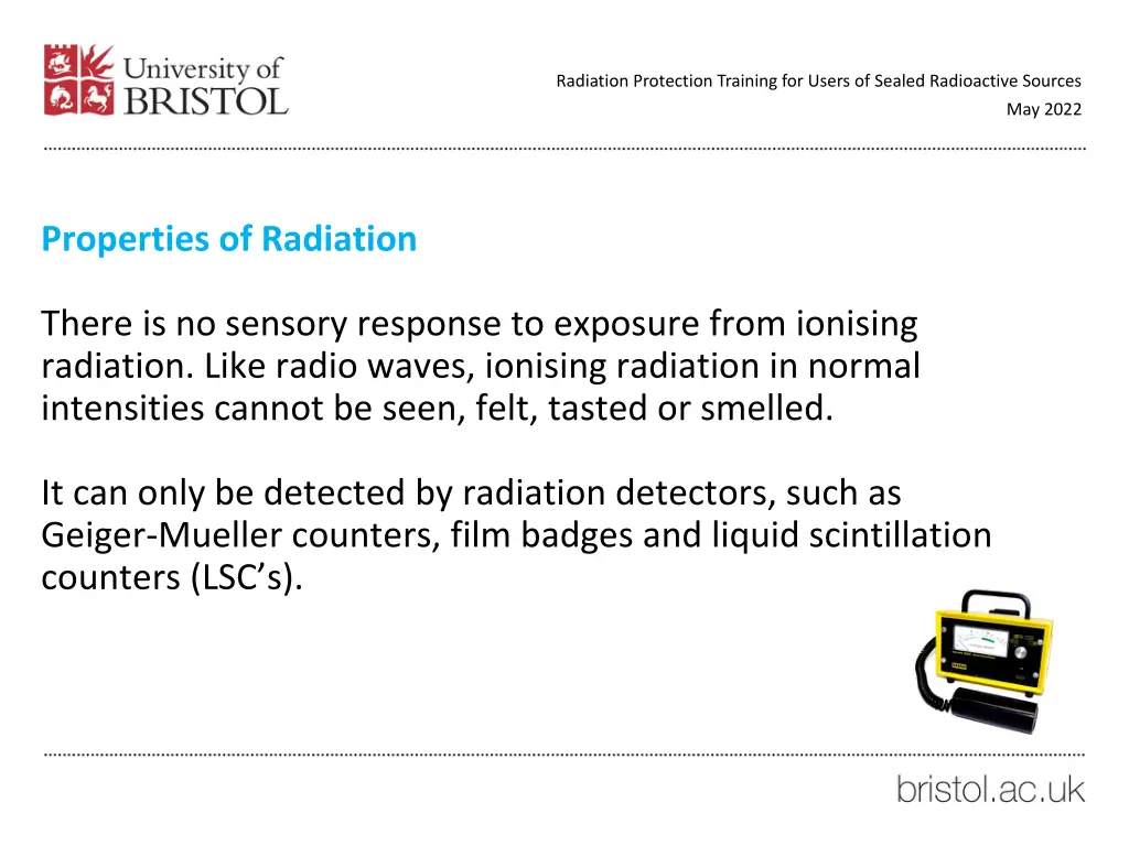 radiation protection training for users of sealed 15