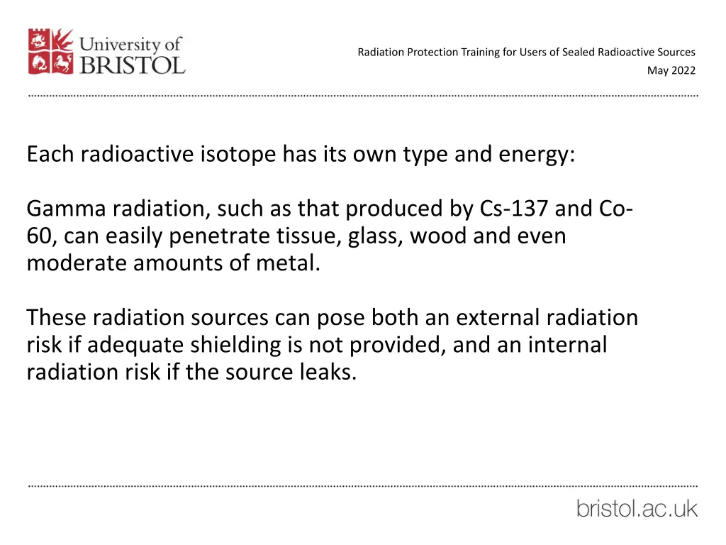 radiation protection training for users of sealed 17