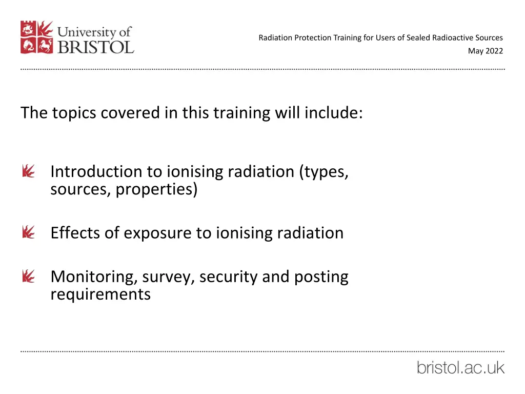 radiation protection training for users of sealed 2