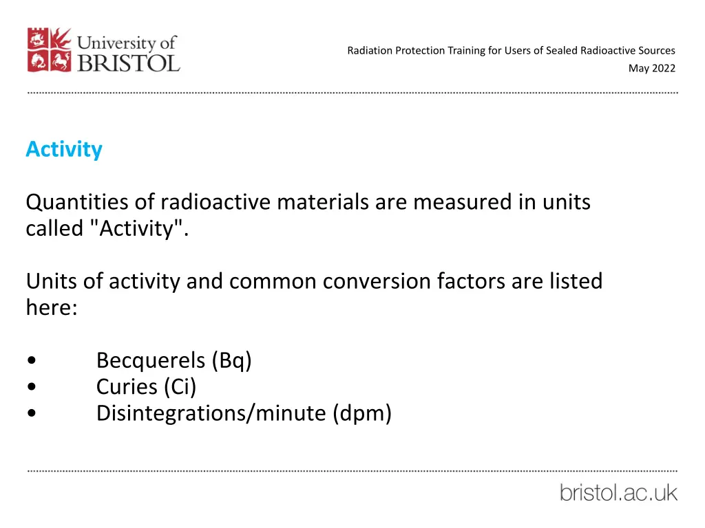 radiation protection training for users of sealed 20