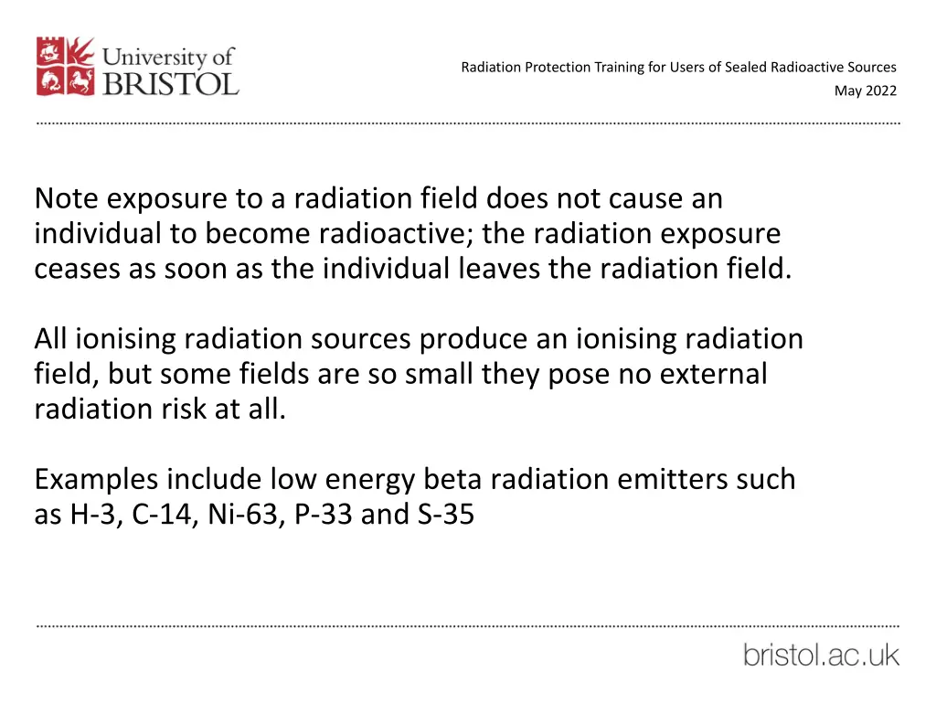 radiation protection training for users of sealed 27