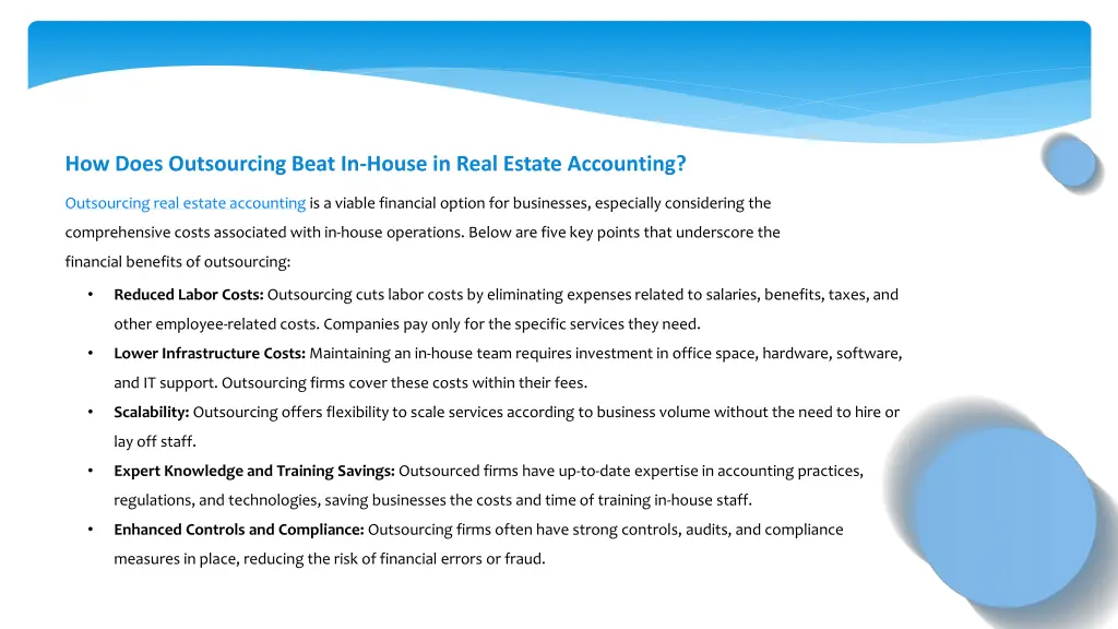 how does outsourcing beat in house in real estate