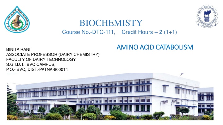 biochemisty course no dtc 111 credit hours 2 1 1