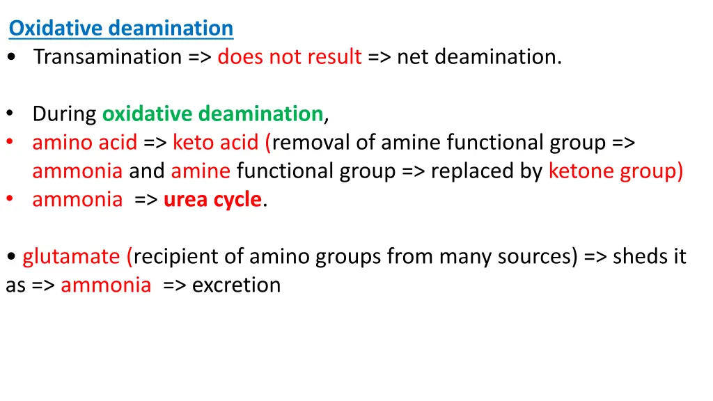 oxidative deamination transamination does