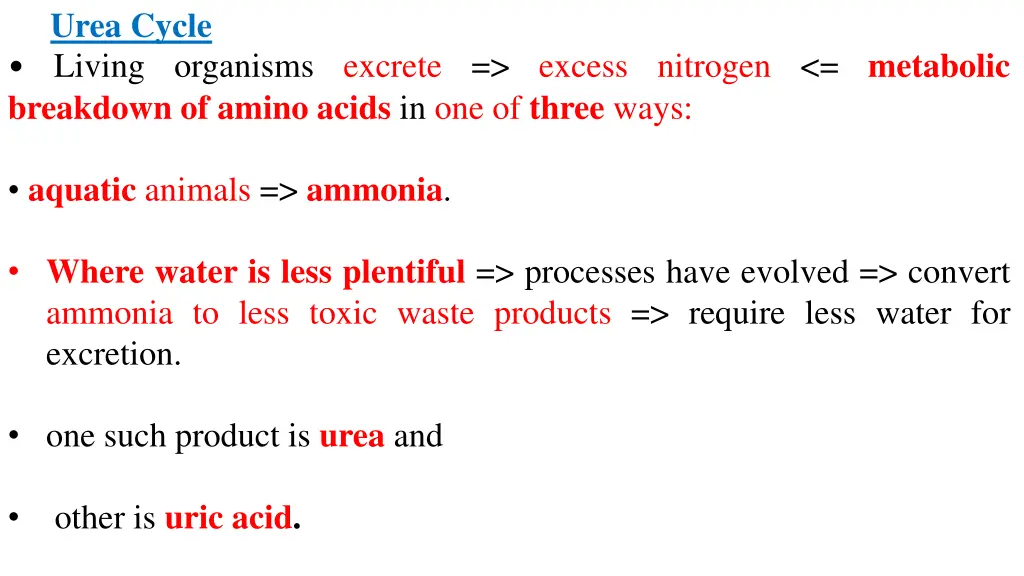 urea cycle living organisms excrete excess