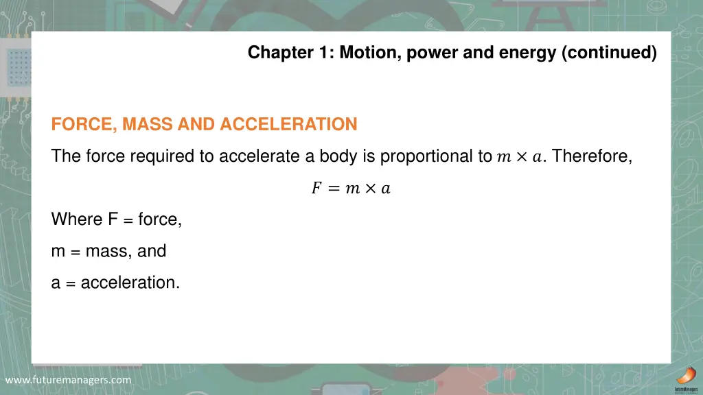 chapter 1 motion power and energy continued 2