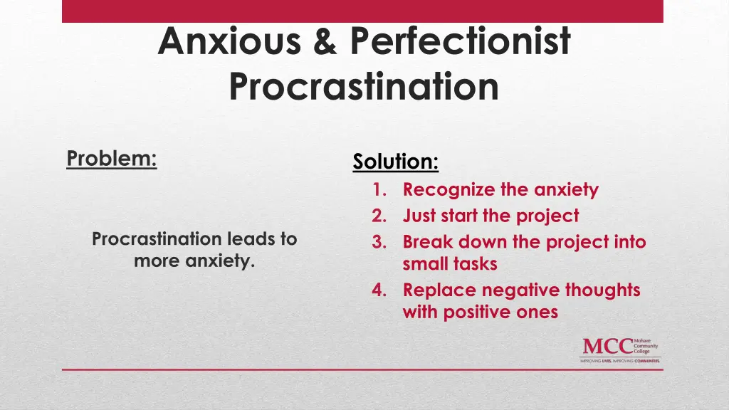 anxious perfectionist procrastination