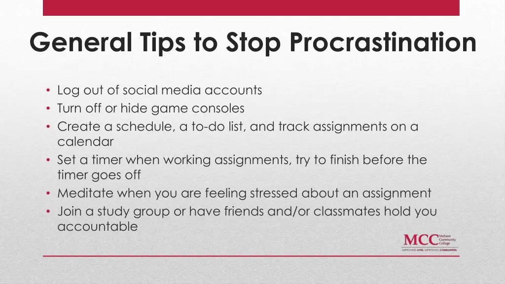 general tips to stop procrastination