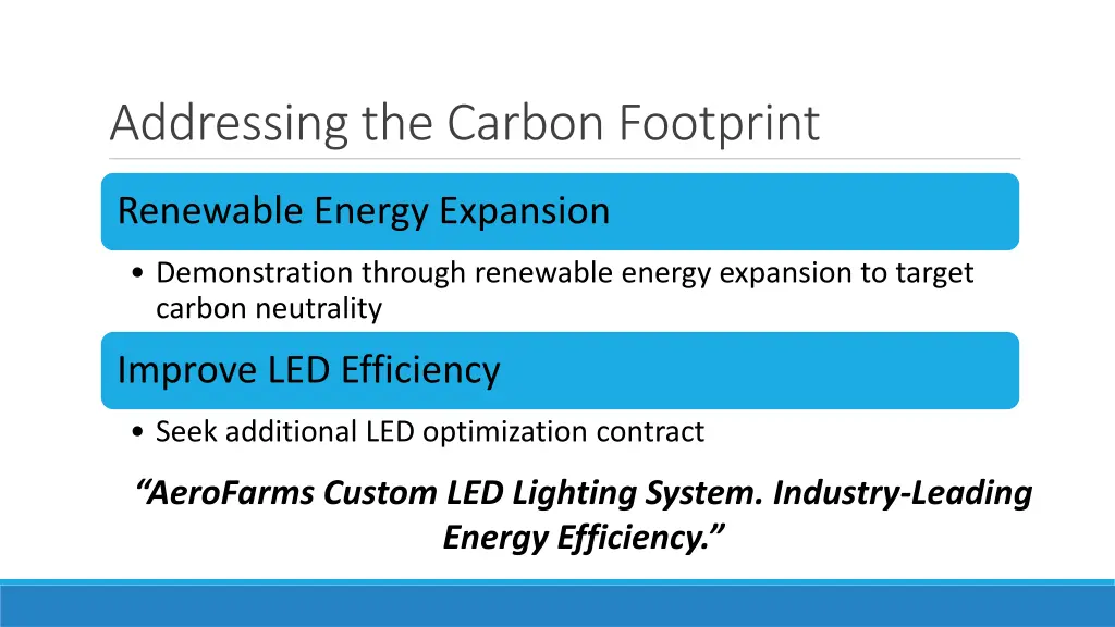 addressing the carbon footprint