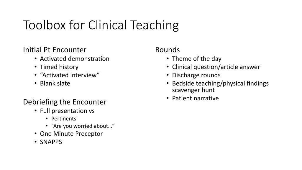 toolbox for clinical teaching