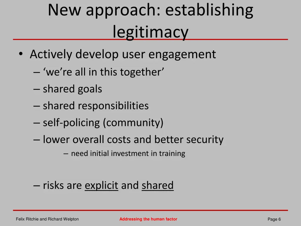 new approach establishing legitimacy actively