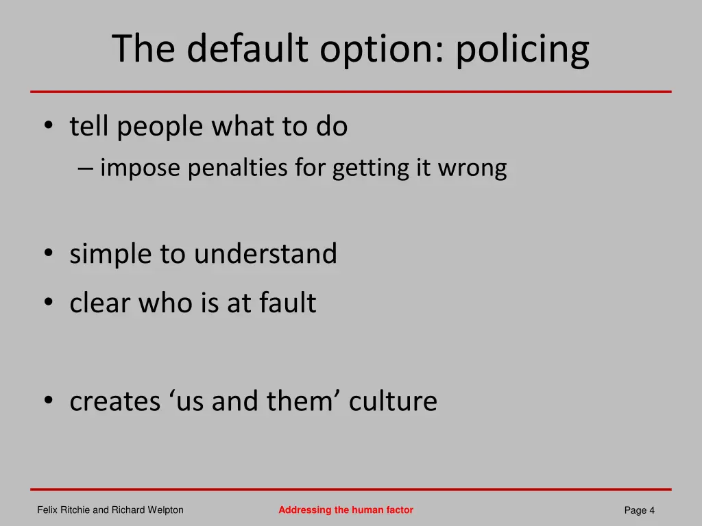 the default option policing