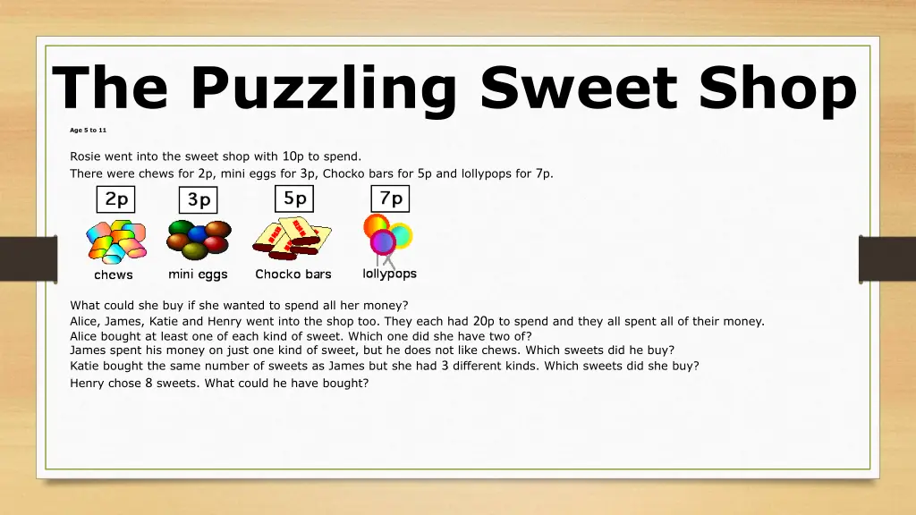 the puzzling sweet shop