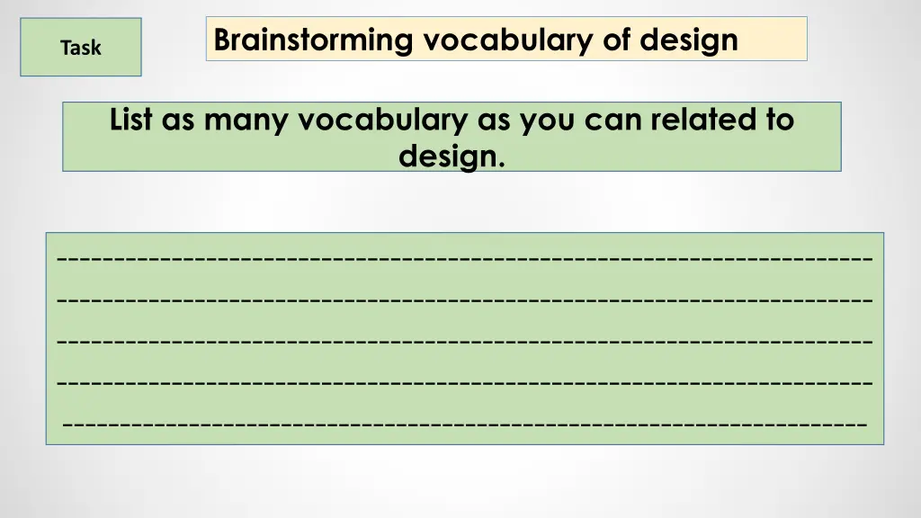 brainstorming vocabulary of design