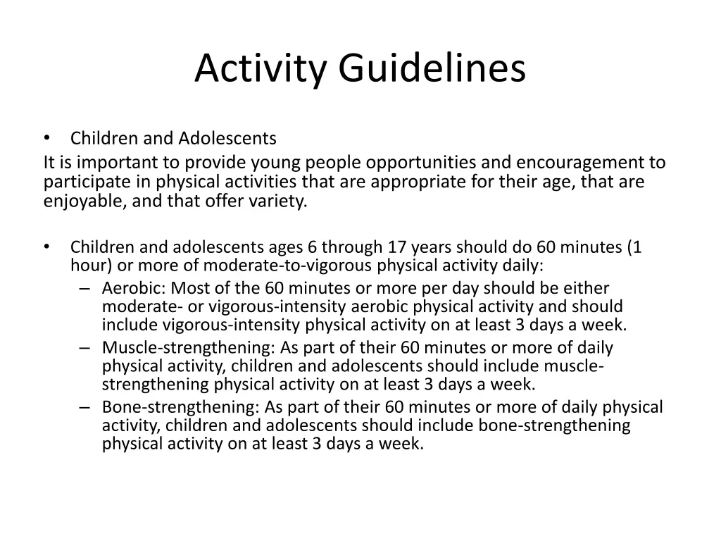 activity guidelines