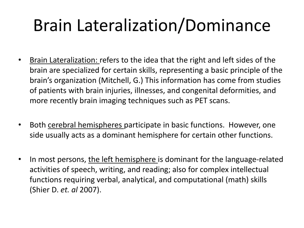 brain lateralization dominance