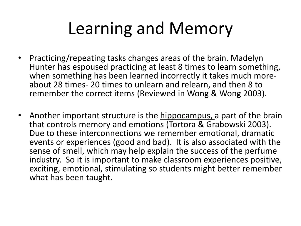 learning and memory