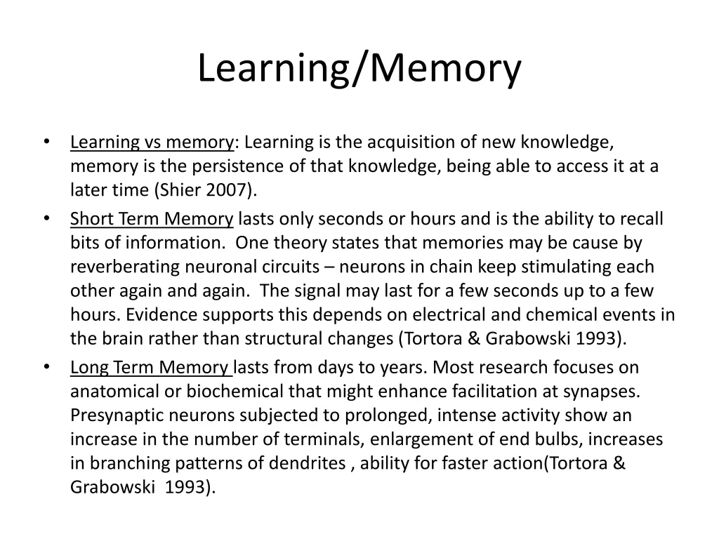 learning memory