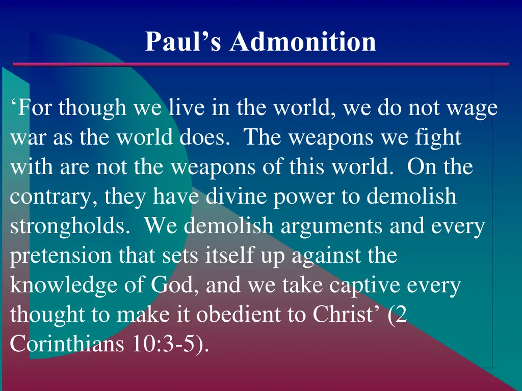 paul s admonition