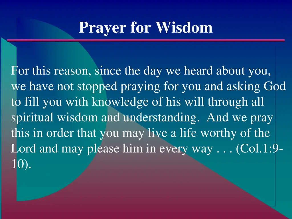 prayer for wisdom