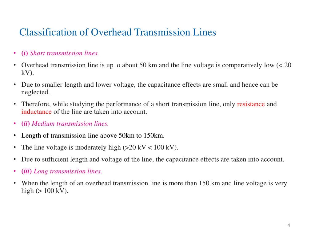 classification of overhead transmission lines