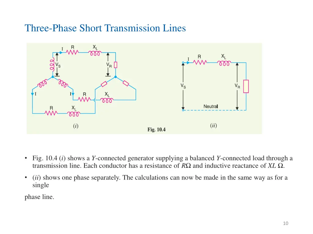 three phase short transmission lines