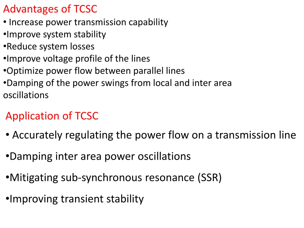 advantages of tcsc increase power transmission