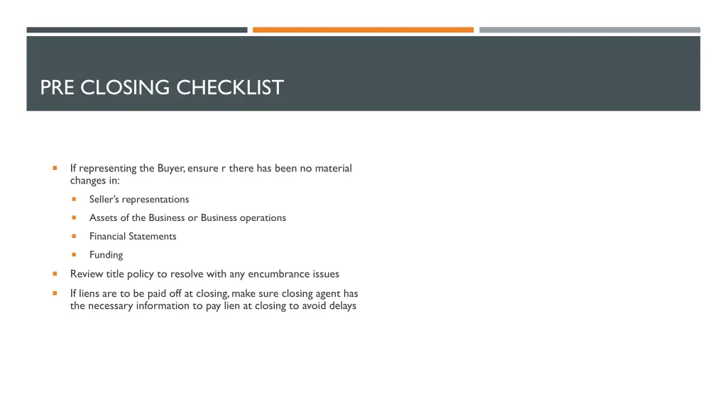 pre closing checklist 1