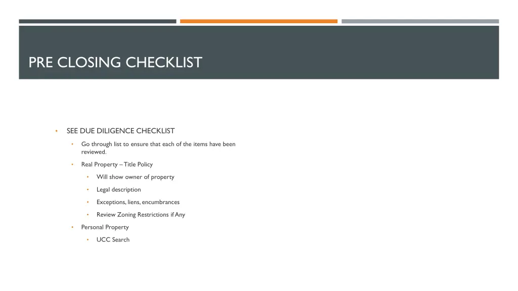 pre closing checklist